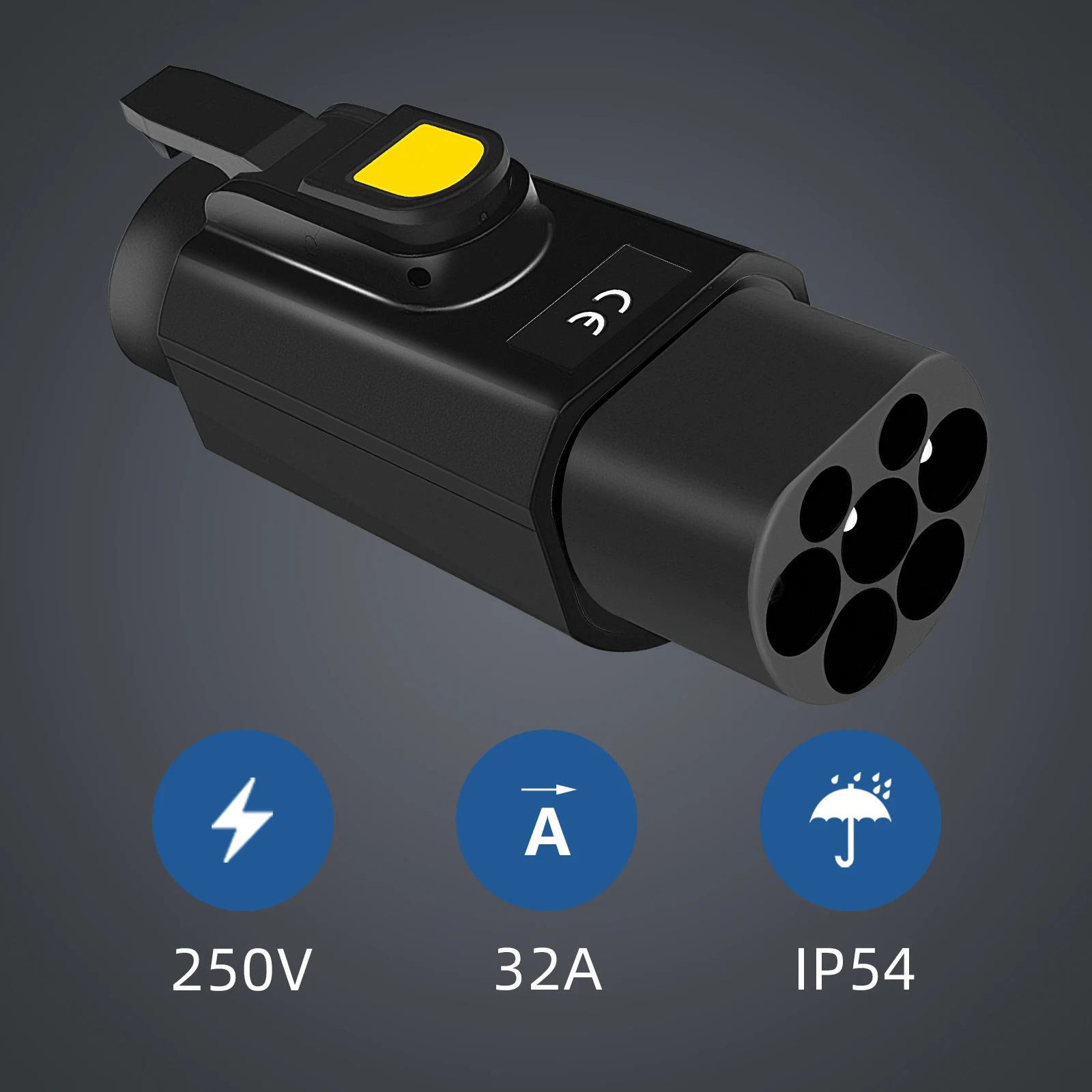 IEC62196 Type2 to Type1 EV Charger Adapter 32A 250V 7kW Fast Charging for SAE J1772 EVs