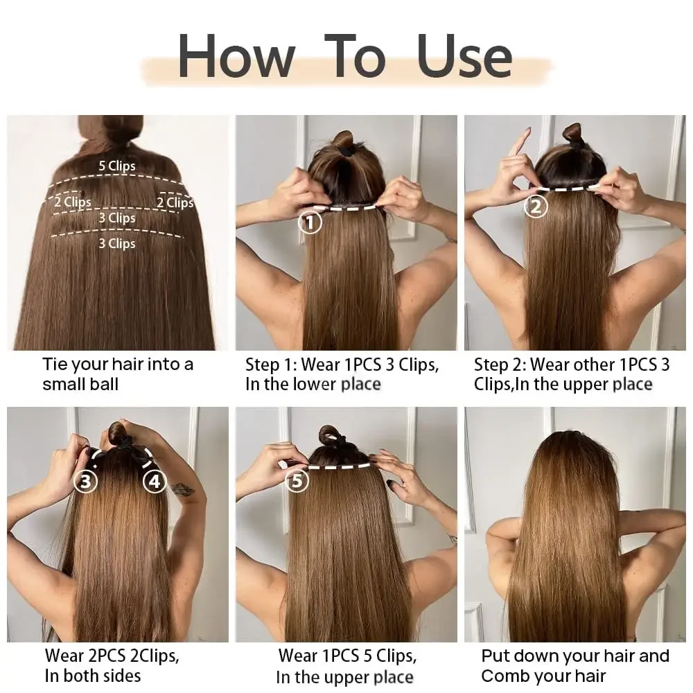 Clip In Hair Extensions Hairpieces 6Pcs 16Clips for Women hair extensions