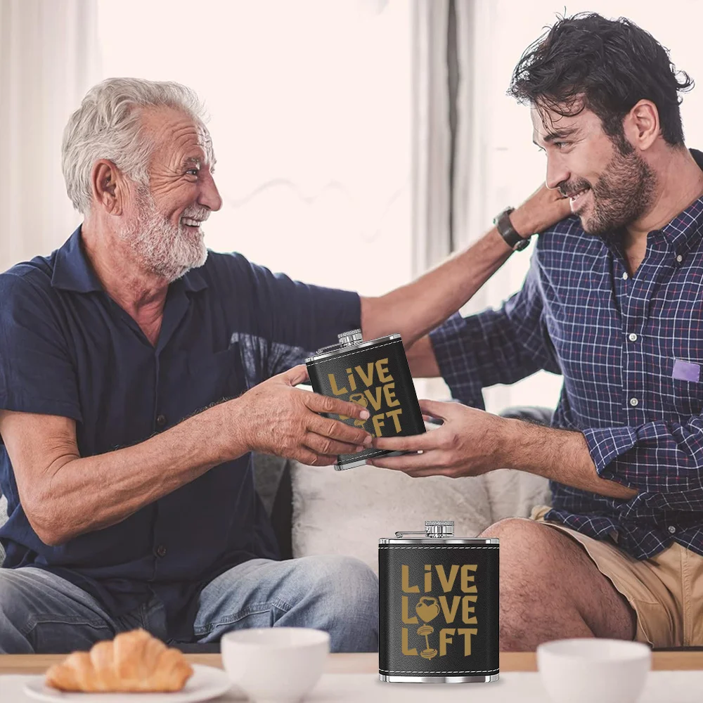 7온스 휴대용 힙 플라스크, 스테인리스 스틸 힙 플라스크, 포켓 힙 플라스크, 가죽 와인병, 알코올, 위스키, 주류, 남성용 선물