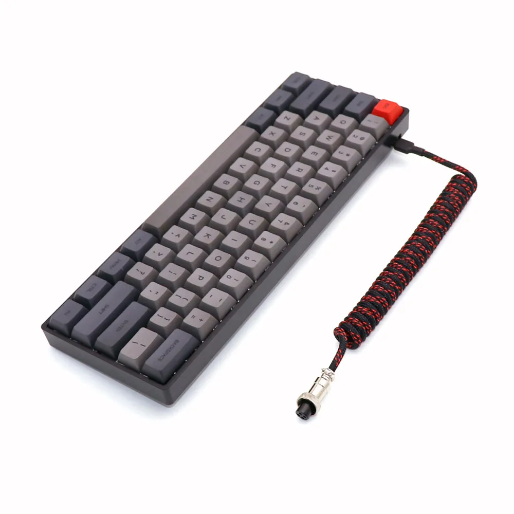 Personalizado Fazer Manga Única Pet Teclado Mecânico Bobinado Usb para tipo c Mini Micro Cabo Espiral Colorido Gx12 Aviação Scoket - Imagem 6