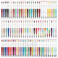 100Pcs Newest Colour Creative Plastic Beaded Pen Ballpoint Pen Printable Beadable Pen DIY Gift for Student Office Supplies 1