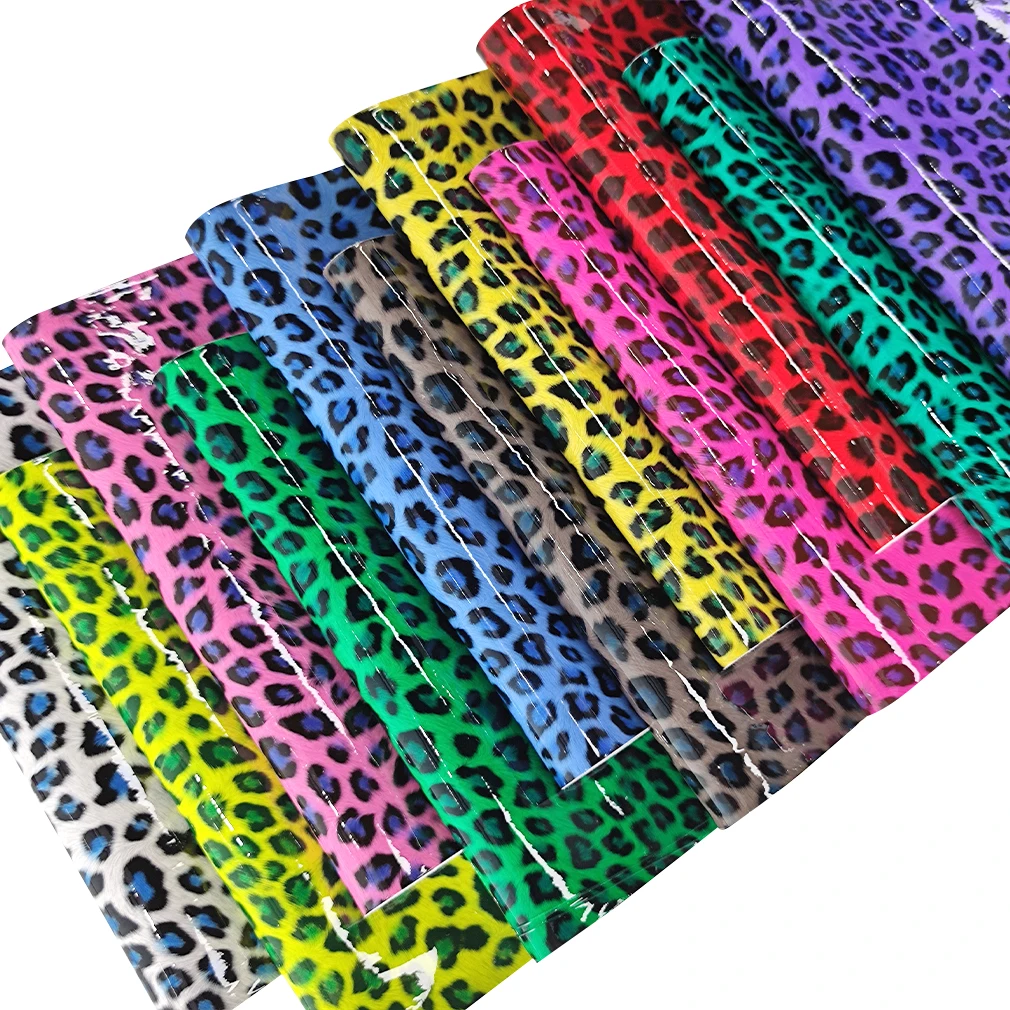 Rainbow Cheetah Faux Leather Sheet/printed Faux Leather for