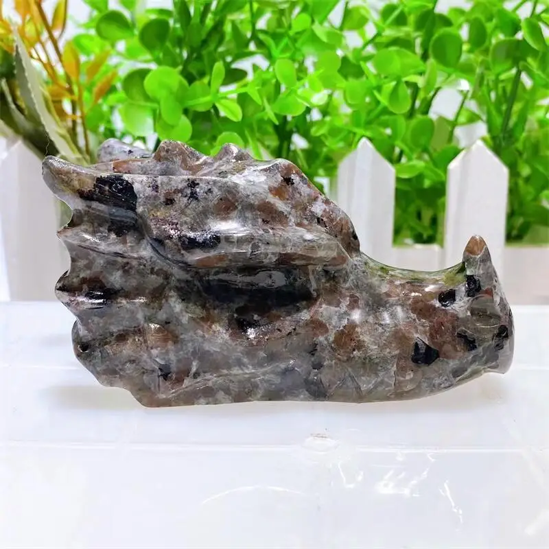 

9.5CM Natural Yooperlite Dragon Skull Crystal Carving Healing Fashion Home Decoration Birthday Present Holiday Gift 1pcs