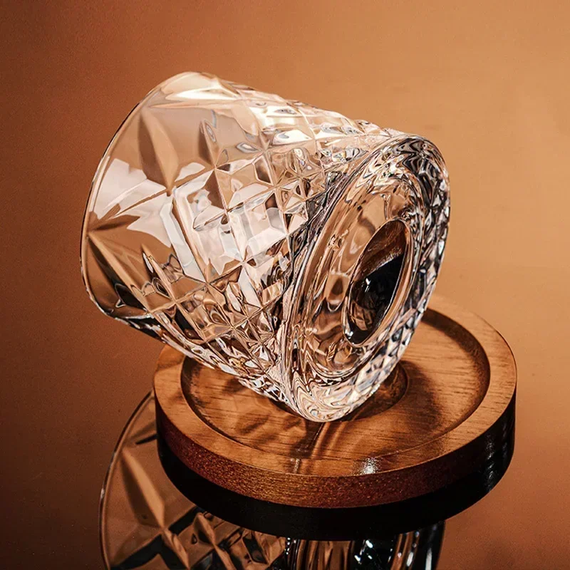 Home Use Crystal Whiskey Glass with Base Rotary Whiskey Glass Wine Brandy Bar