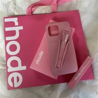 Rhode Lipstick Phone Case for iPhone 16 15 13 12 11 14 Pro Max Plus Soft Liquid Silicone Cover with Lipstick Set Shopping Box 3