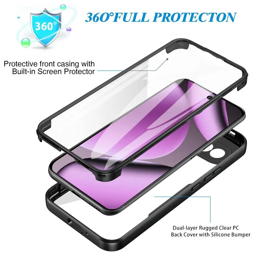Crystal Clear Full Wrap Phone Case with Shockproof Camera and Screen Protection