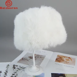 2024 Unisex Winter Warm Real Rabbit Fur Bomber Hat Natural Quality Rabbit Fur Hats Russian Outdoor 100% Genuine Rabbit Fur Caps
