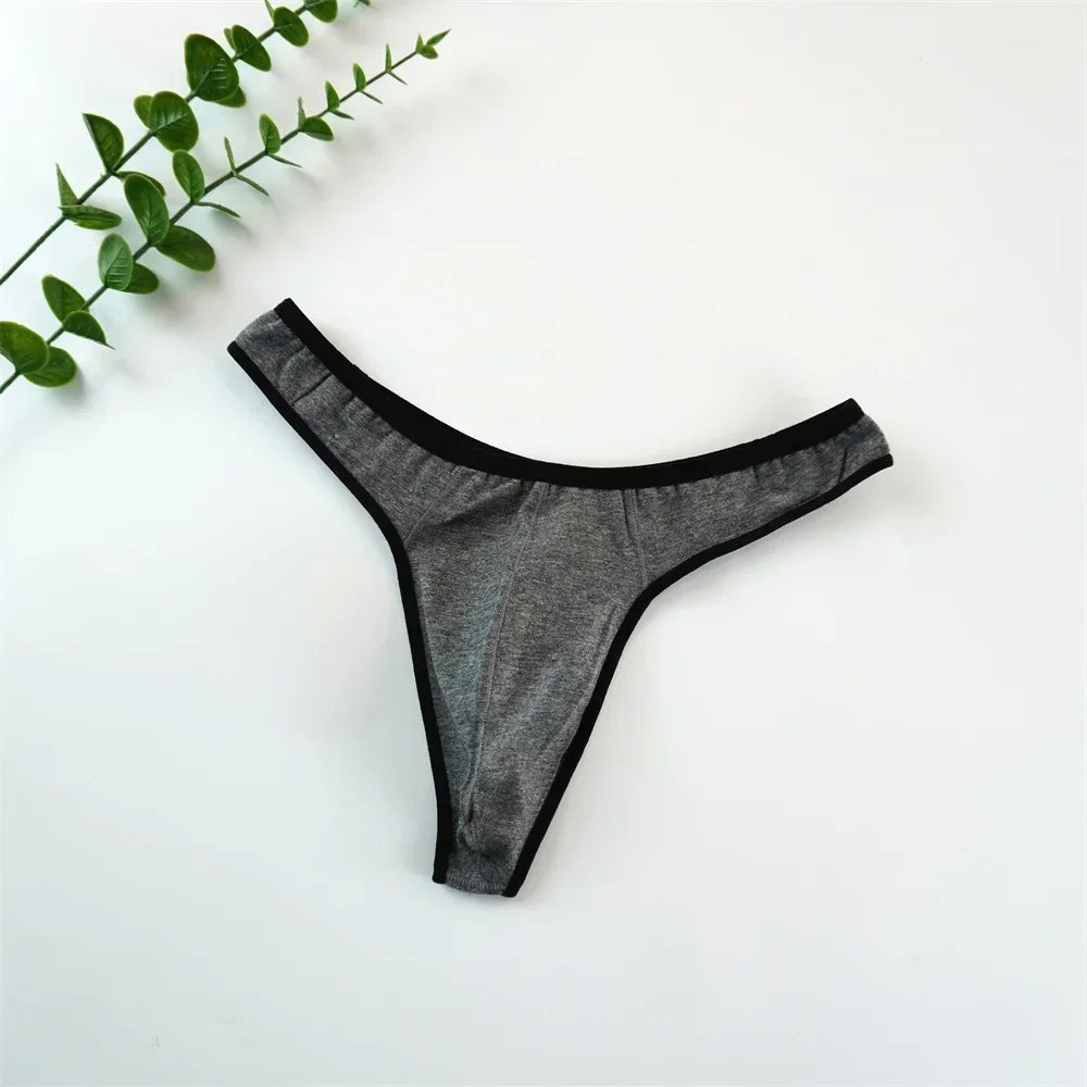 Men's Youth G-String Briefs with Large Pouch - Solid Color Bikini Underwear for Enhanced Comfort