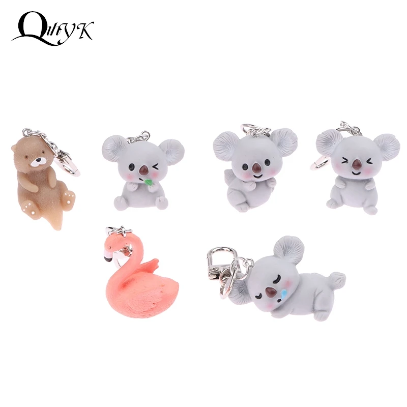 Cute 3D Otter Koala Flamingo Animal Keychains Key Ring For Women Men ...