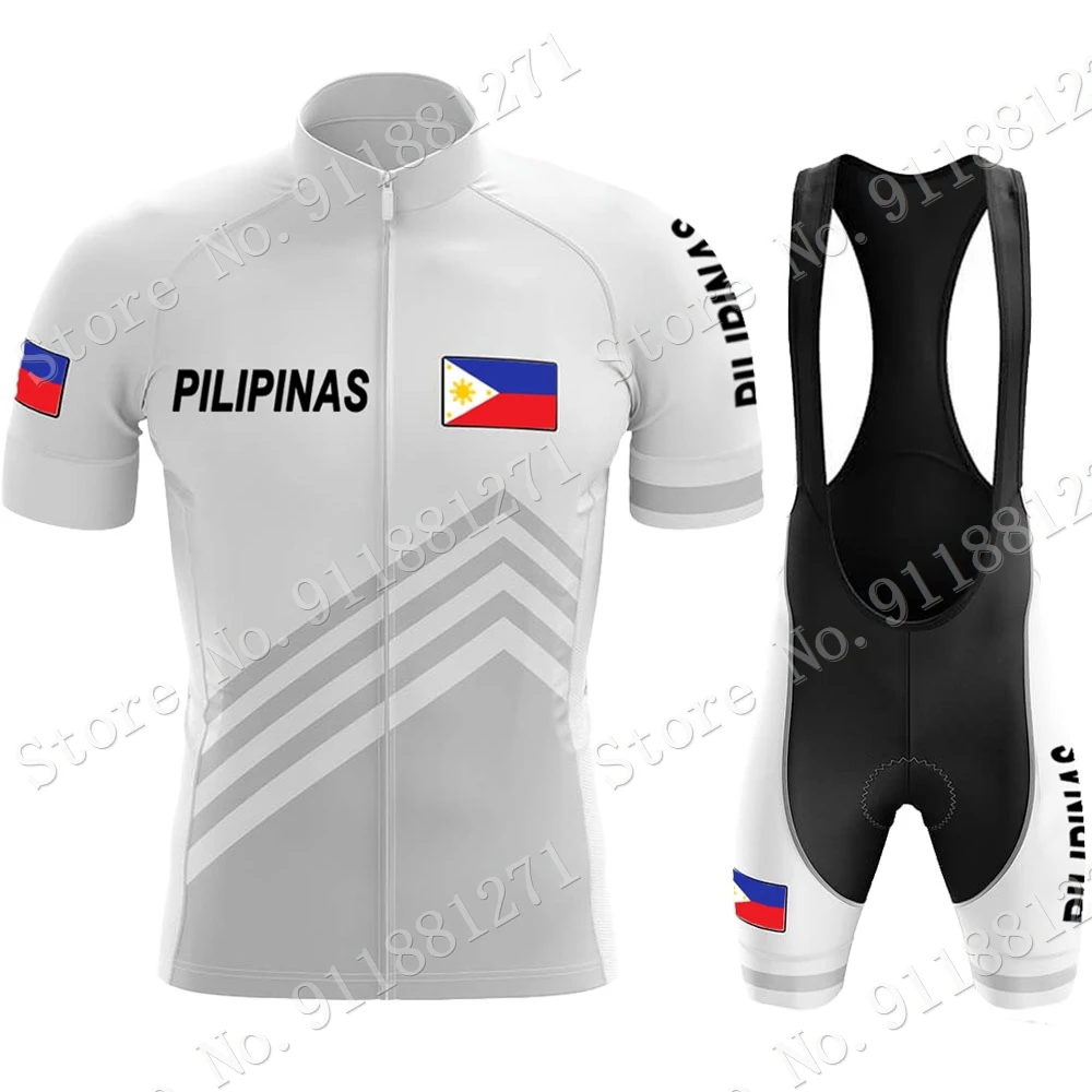 Philippines Cycling Jersey National Team Set Mens Short Sleeve Clothing Road Bike Shirts Bicycle Bib Shorts MTB Suit Wear