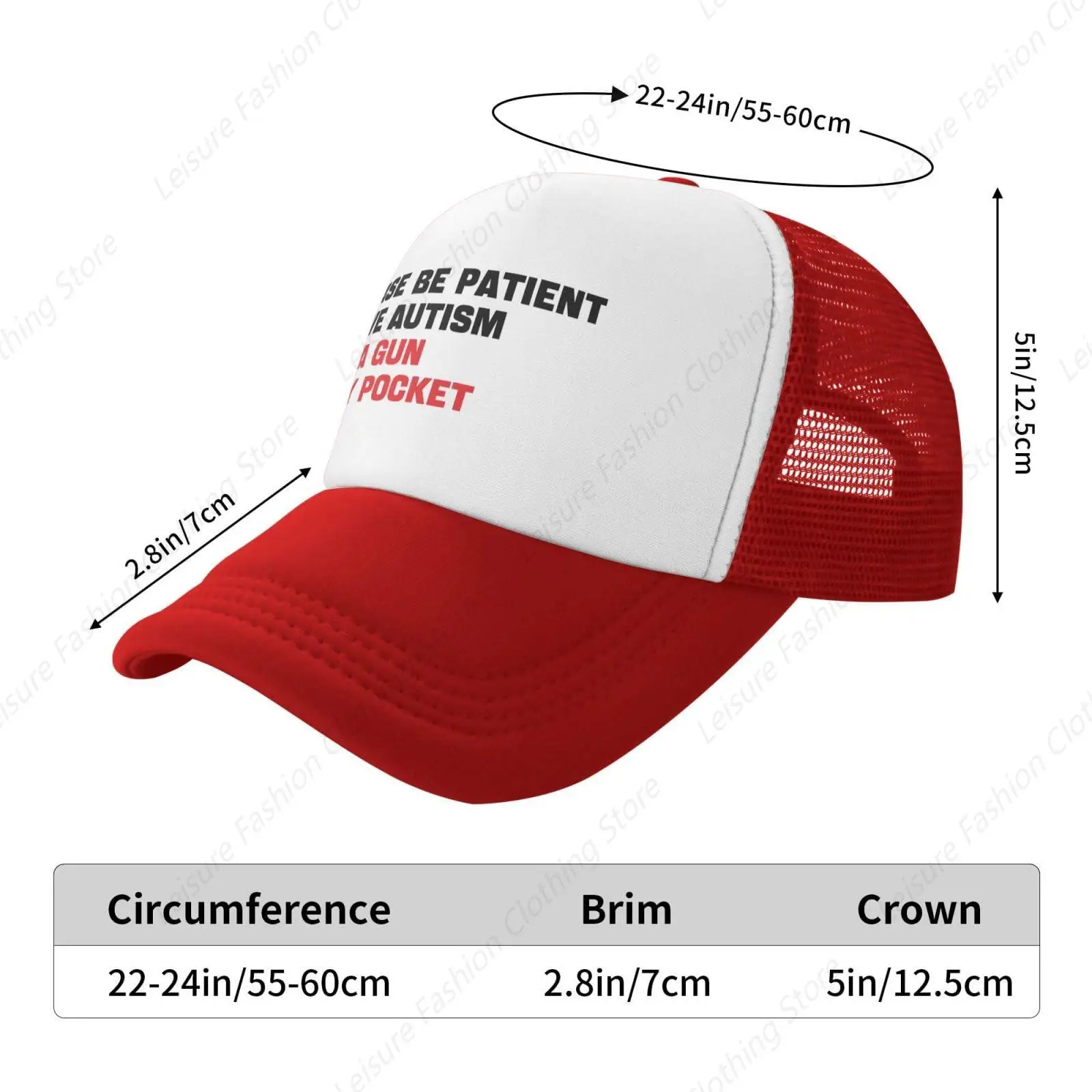 Funny Trucker Hat for Men Plain Trucker Caps Please Be Patient I Have Autism and A Gun in My Pocket Trendy Funny Cap 4