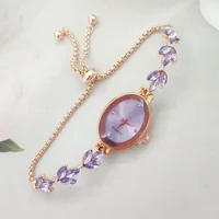 New Elegant Watch for Women Rhinestone Inlaid for Clover Lady Watches Oval Fashion Quartz Wristwatch Bracelet Clocks Reloj Mujer 1