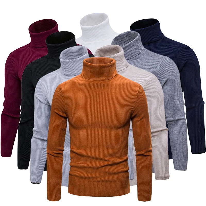 

High Neck Thick Winter Warm Sweater Men Turtleneck Pullover Mens Sweaters Slim Fit Pullovers Men Knitwear Male Tops