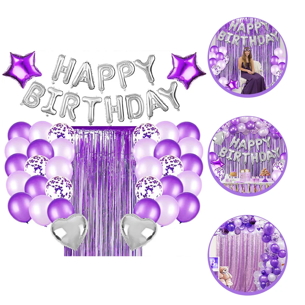 

1 Set Happy Birthday Balloon Purple Balloon Set Birthday Party Supplies
