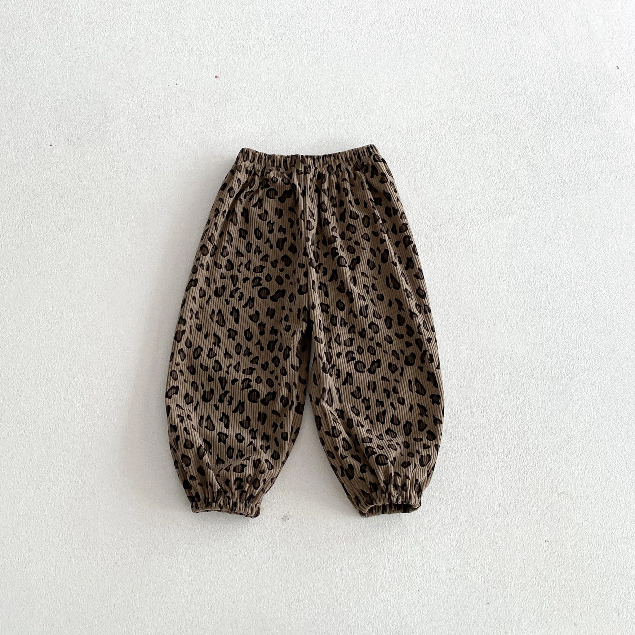 Trendy Leopard Pants 1-8Years Old Child Simple Versatile Pants Loose Casual Sports Trousers Outer Wear Toddler New Design Pants 2