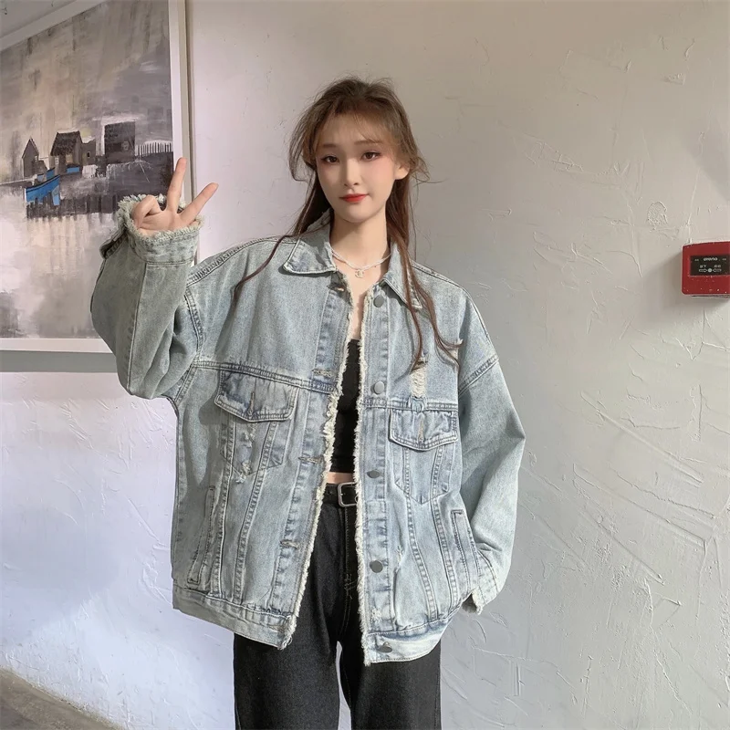 

2022 New Early Spring Denim Lapel Loose Retro Jacket Top Free Shipping