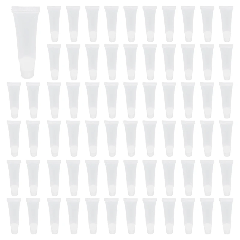 

100 Pcs 10Ml Distribution Bottle Lip Gloss Tubes, Empty Clear Lotion Containers Tubes For Cosmetics DIY, Oblique Mouth