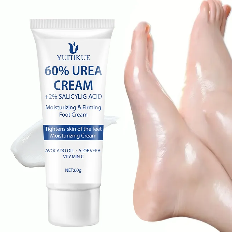 קרם תיקון רגליים YUITIKUE 60% אוריאה 60 גרם - לעור יבש וסדוק, ספיגה מהירה קרמית, עם 2% חומצה סליצילית וויטמין C
