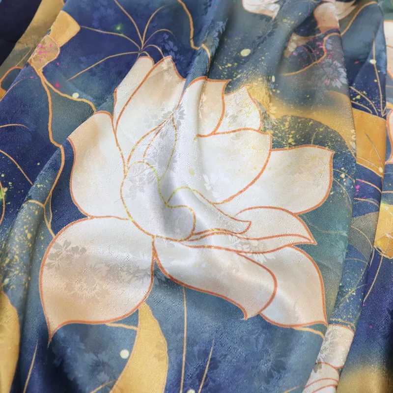 BirdTree 100%Real Silk Scarf,Double-sided Jacquard XiangYunSha,Hand Crimping,Comfortable Mom's Gift Shawl,2024 Spring A41524QD images - 6