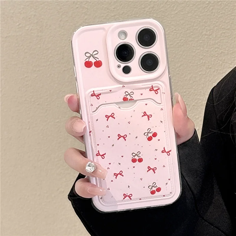 Cherry Blossom Card Holder Phone Case with Bow Design
