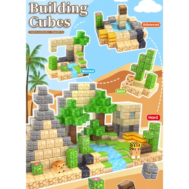 Magnetic Mine World Cube Blocks Children Educational Toys Magnetic Mountain World DIY Building Sensory Blocks Toys Gift 100PCS magnetic building blocks,magnetic assembly toy