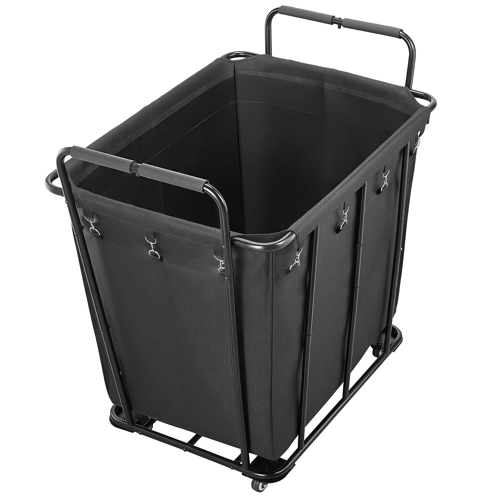Carrito de lavandería SucceBuy con ruedas, carrito de compras multiusos con capacidad de 60/90/100/260 lb, cesta para lavandería, compras y equipaje, color negro