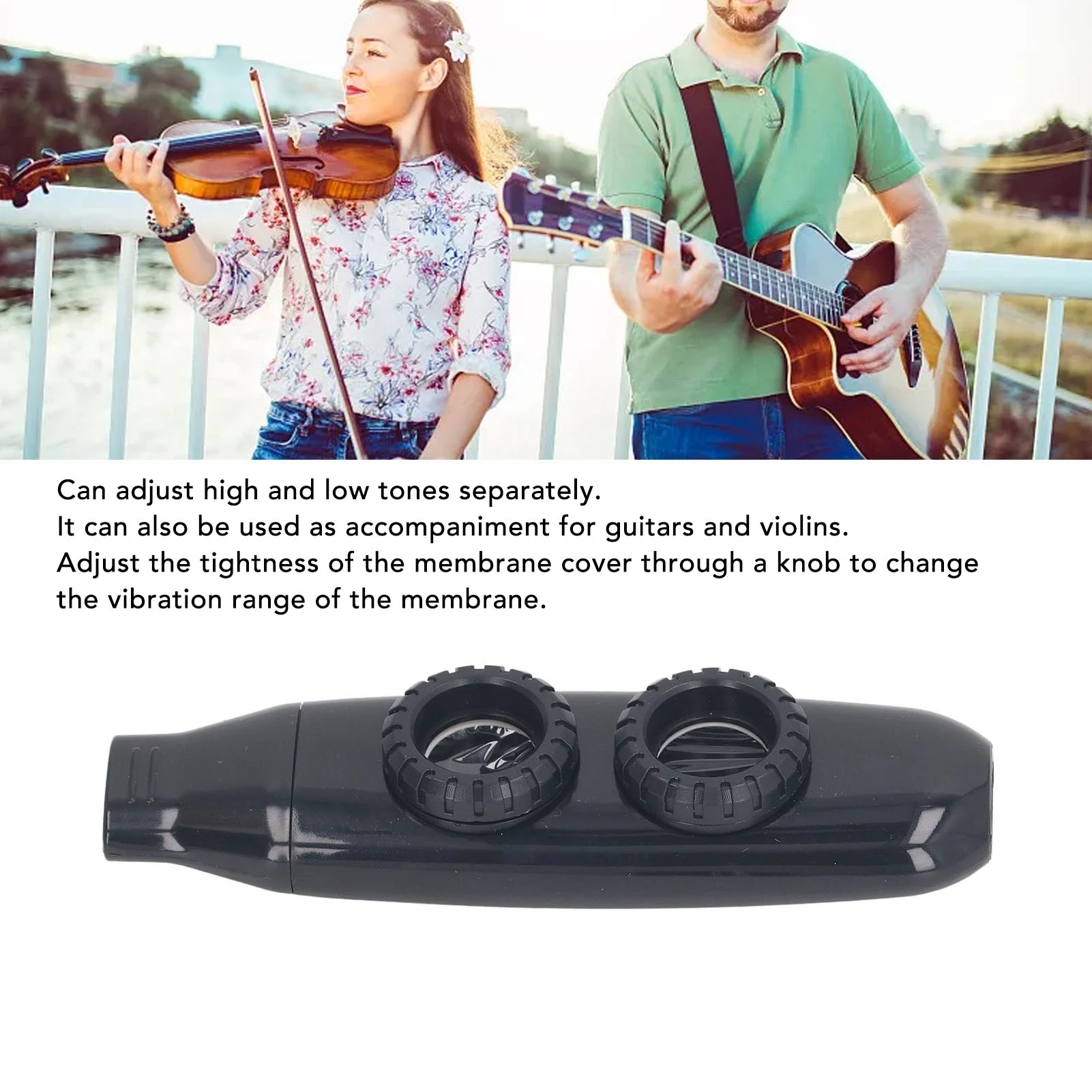 Kazoo Flute with Diaphragm Kazoo Flute Dual Hole Flute Adjustable Musical Wind Instrument With Diaphragm For Playing Performance