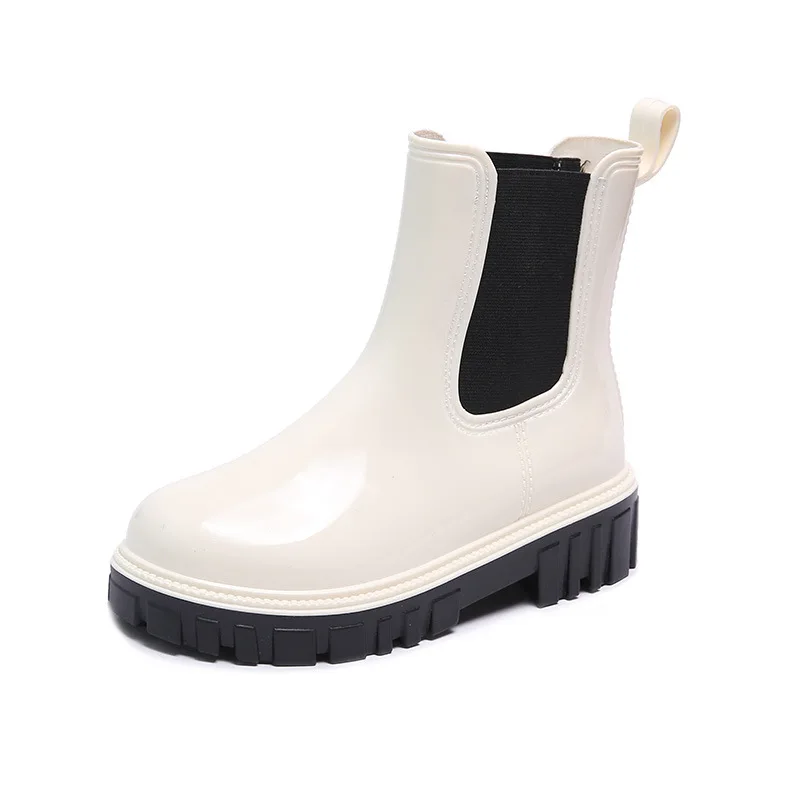 New 2023 Women Fashion Ankle Rain Boots Waterproof Short Elastic Band Rainboots Female Water Shoes Wellies Boots