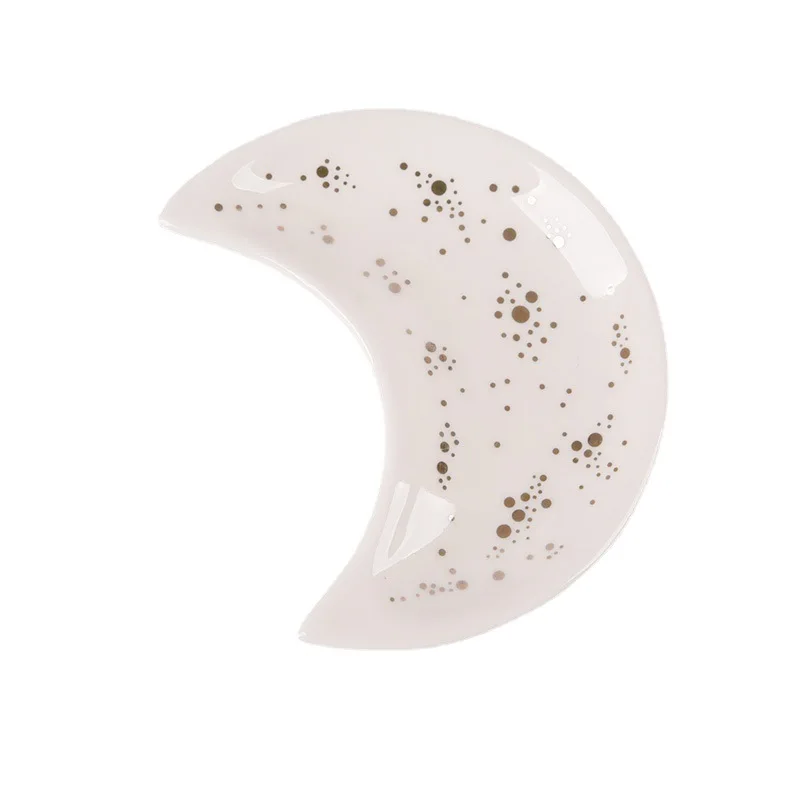 Ring Holder Decorate Moon Jewelry Tray Miss Organizer Plate Display Ceramics Dish