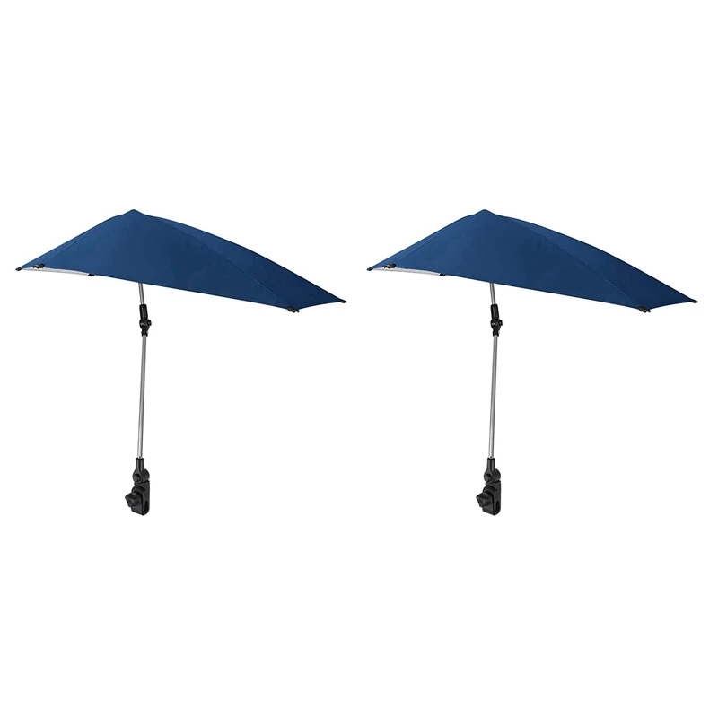 2X Adjustable Beach Umbrella,360-Degree Swivel Chair Umbrella With Universal Clamp,Great For Beach Chair, Patio Chair