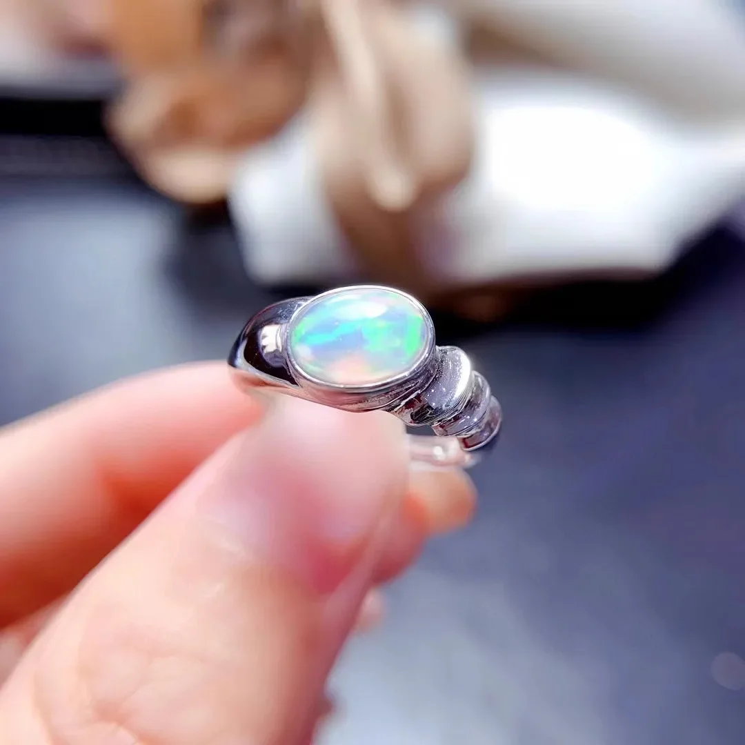 

Seiko New Package Set Natural Opal Ring Oval 6x8mm S925 Sterling Silver Plated in 18K Gold