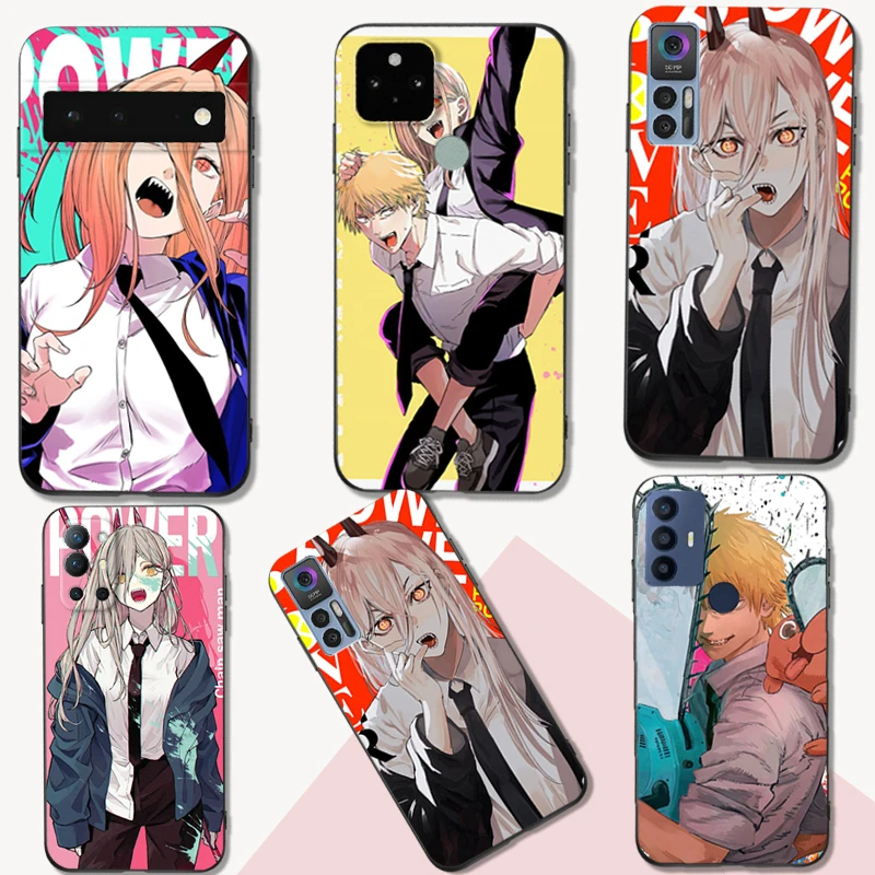 Custodia In Tpu Nero Per Google Pixel 8 4 4A 4Xl 5 5A 5Xl 6 6A 7 7A Pro Cover Cartoon Anime Chainsaw Man