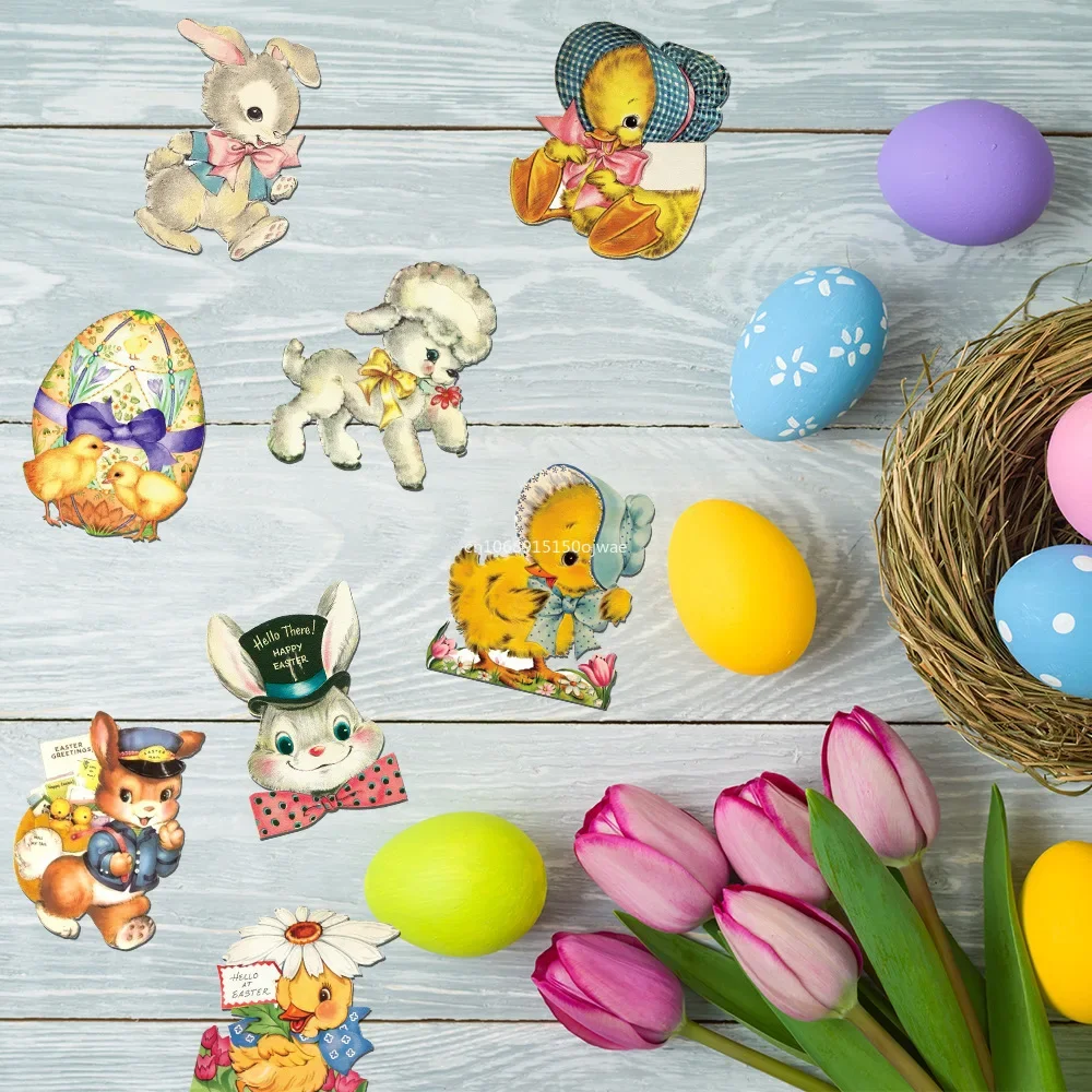 25pc Easter Vintage Sticker Cartoon Cute Easter Bunny Chicks Egg Stickers Self-Adhesive Decal Novelty Party for Kid Gifts
