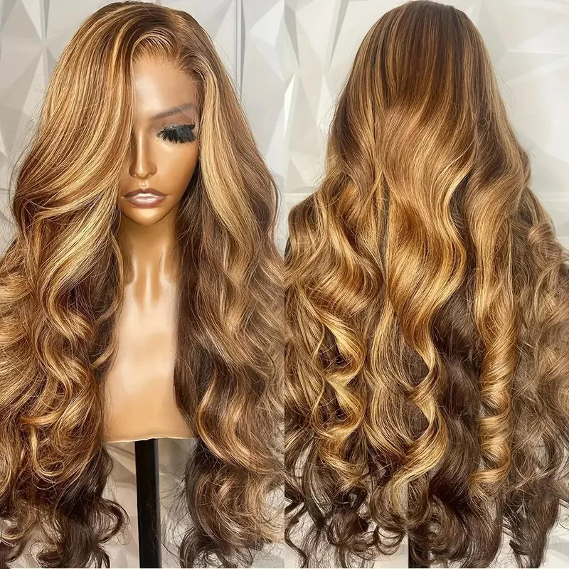 Colorful Highlight Ombre Body Wave Lace Front Wig Human Hair 13x6 5x5 Blonde Colored Wig For Women Lace Frontal Wigs Pre Plucked