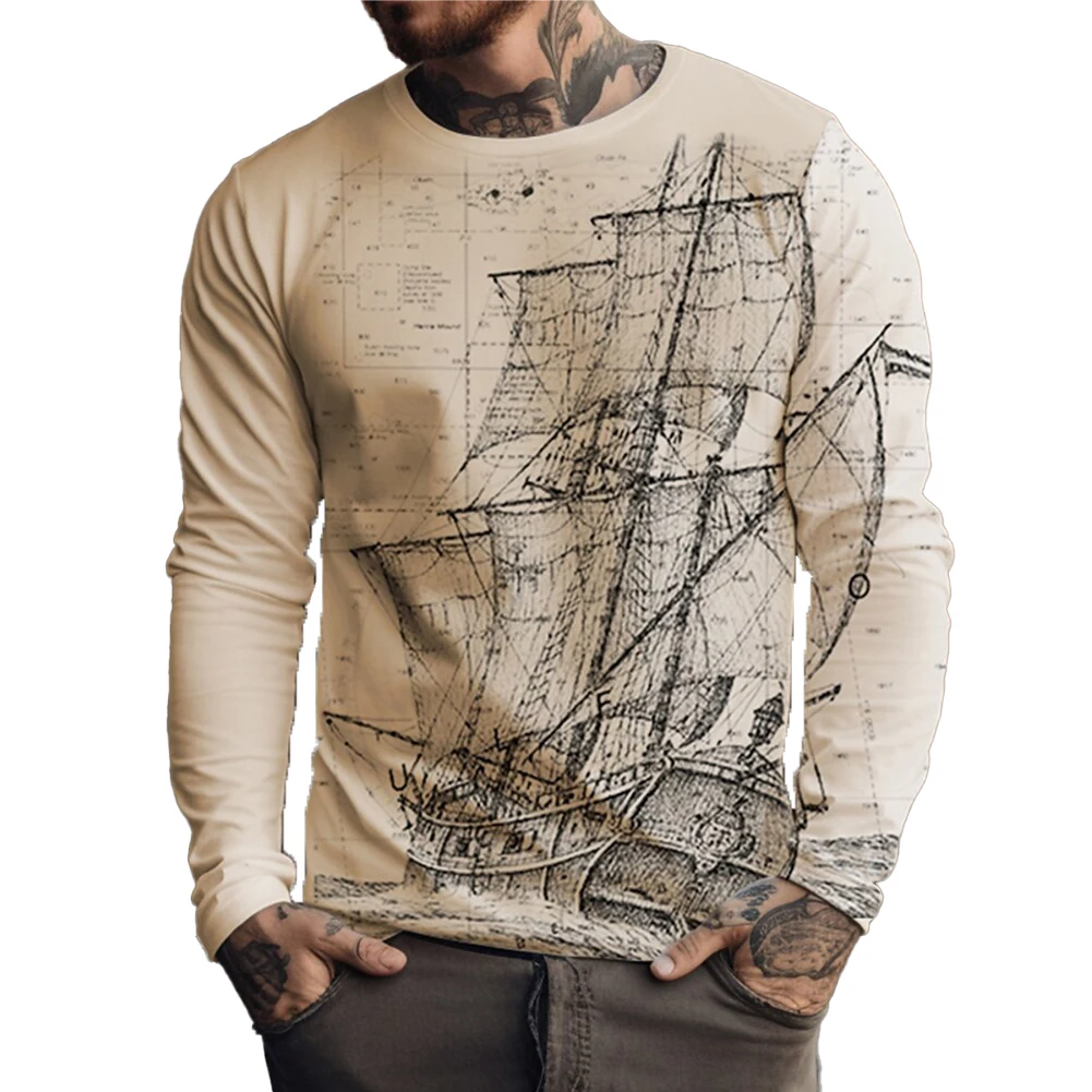 

Stand out from the crowd with our Mens Casual Print Long Sleeve Round Neck Tops Tshirt Blouse Pullover Streetwear