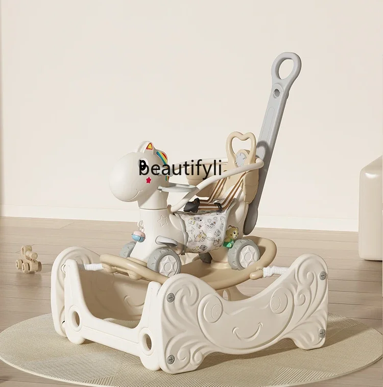 Rocking horse yo-cart 2-in-1 baby trampoline toy, Trojan horse children's birthday gift rocking