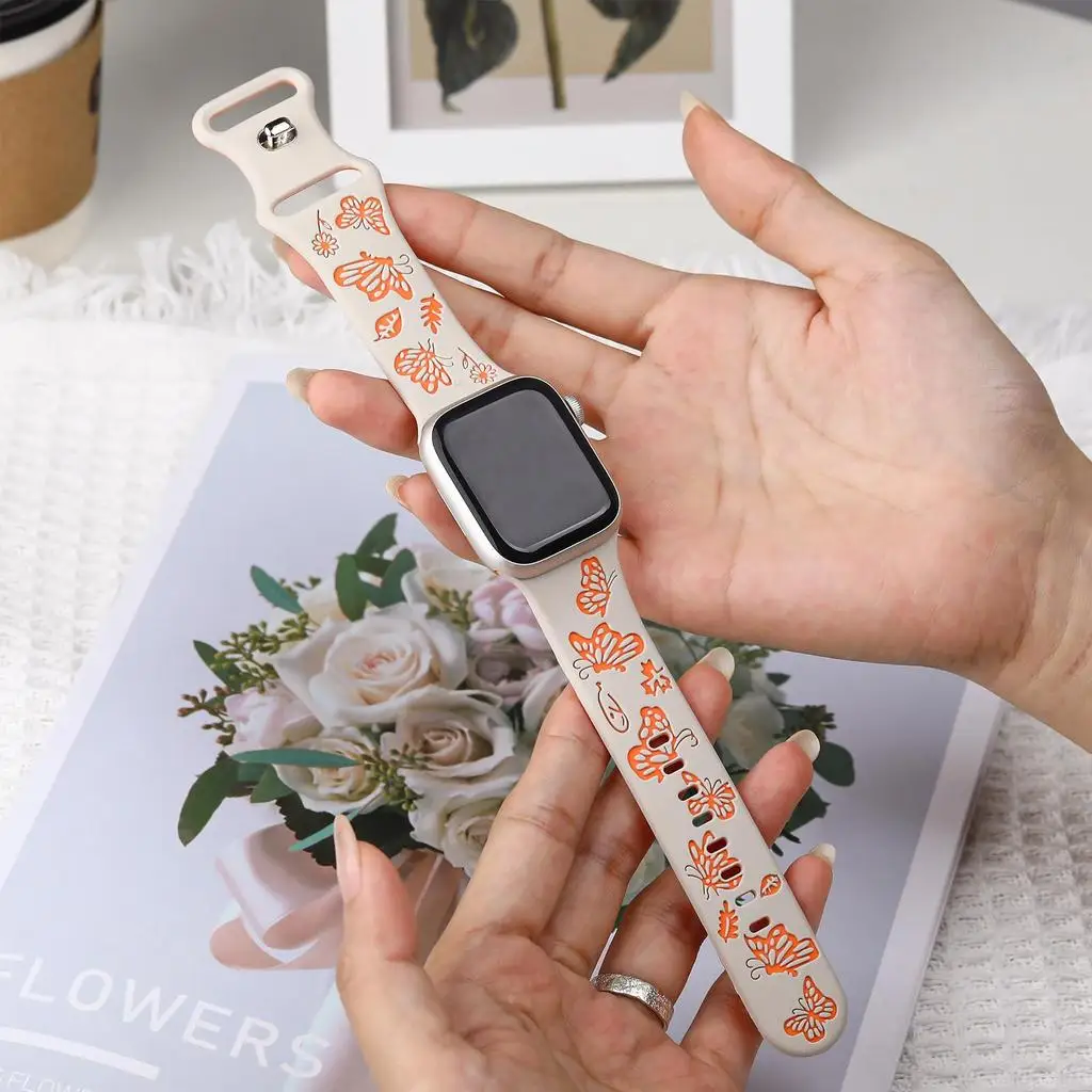Charming Carved Butterfly Soft Silicone Watch Strap