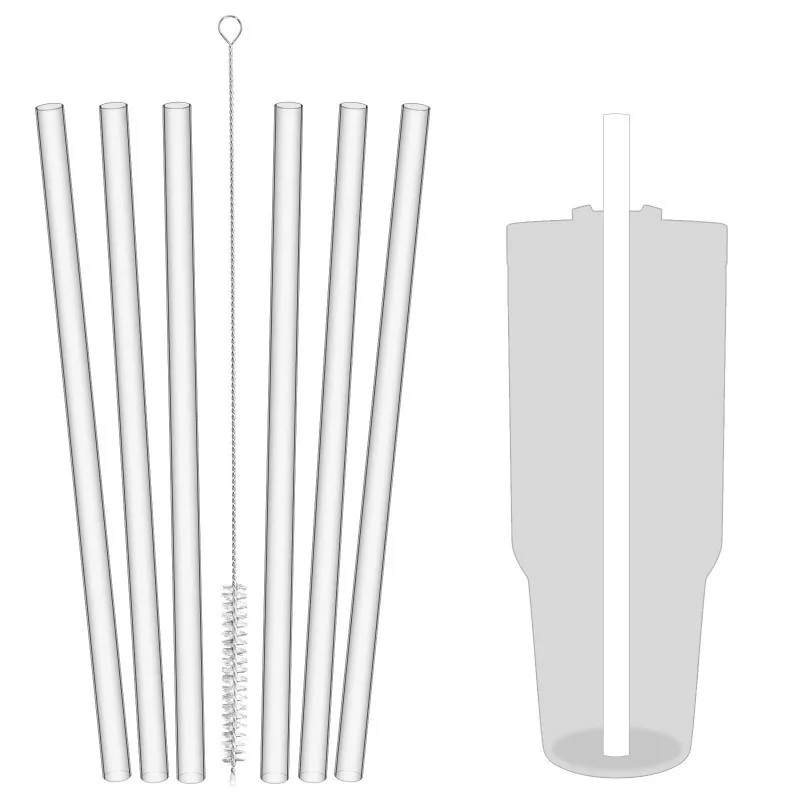 Reusable plastic straws 6 pack Reusable plastic straws Replacement Straws Stanley 40oz Adventure Quencher Travel Tumbler Cleaning Brush