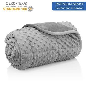 Gray Casual Weighted Blanket Twin for Adults Stress Insomnia Anxiety Heavy Thickened Blanket with Premium Glass Beads 1