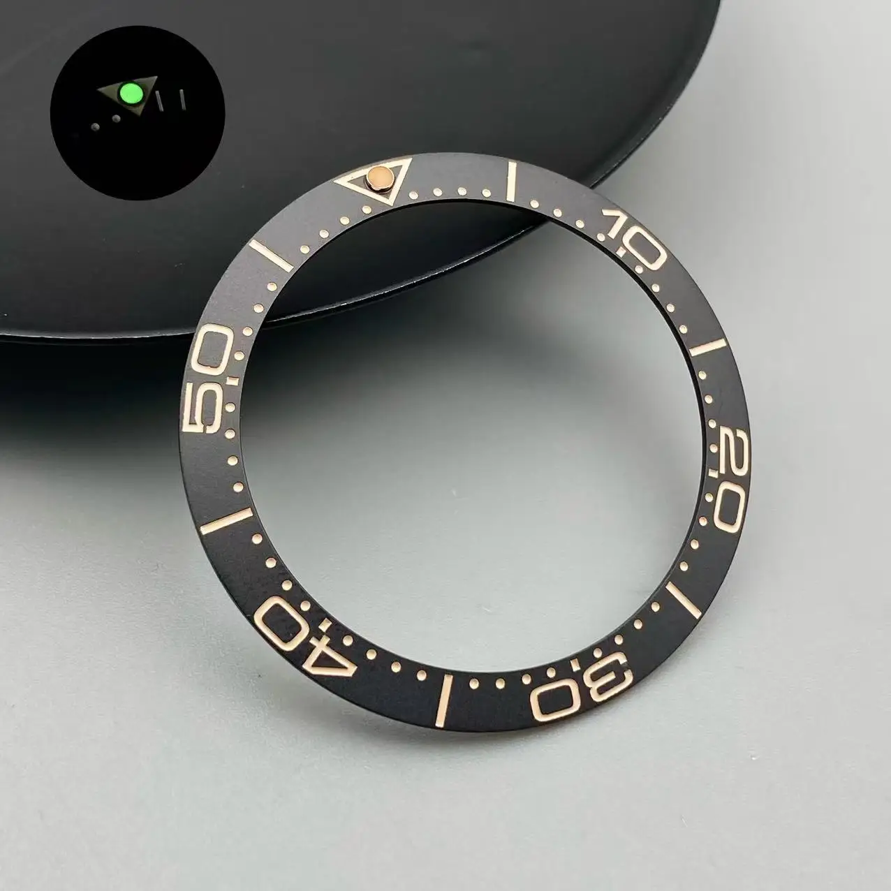 Blue/Green Luminous 38mm Tilted Ceramic Bezel Insert Ring