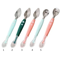 Baby Feeding Spoon Scraper Spoon Silicone Fruit Puree Spoon Supplementary Food Feeder Dual-Head Spoon Toddler Utensil 1
