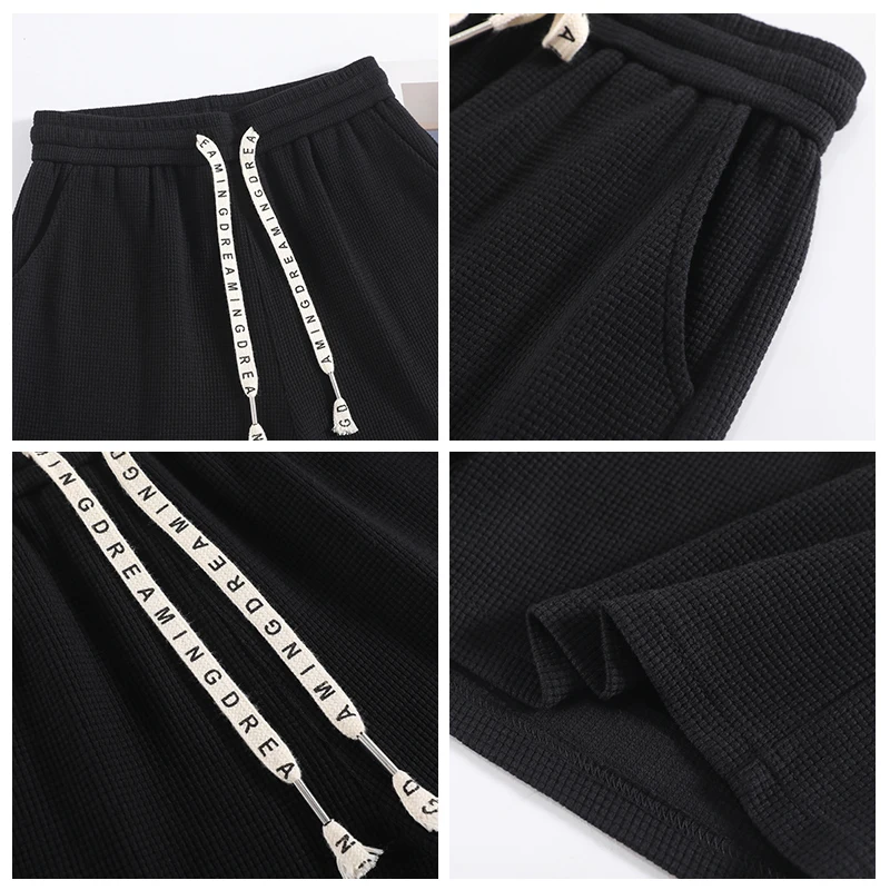 Women Shorts Traf High Waisted Loose Wide Leg Short Pants Women Clothing Booty Shorts Waffle Fabric Y2K Korean Fashion CICHENG