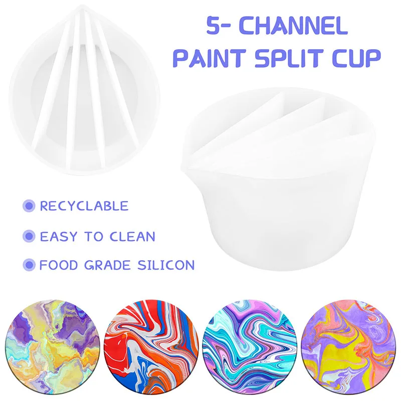 Pour Split Cup Silicone Epoxy Mix For Paint Pouring Cups DIY Acrylic Paint Resin Mold Fluid Art Split Cups Jewelry Making Tools