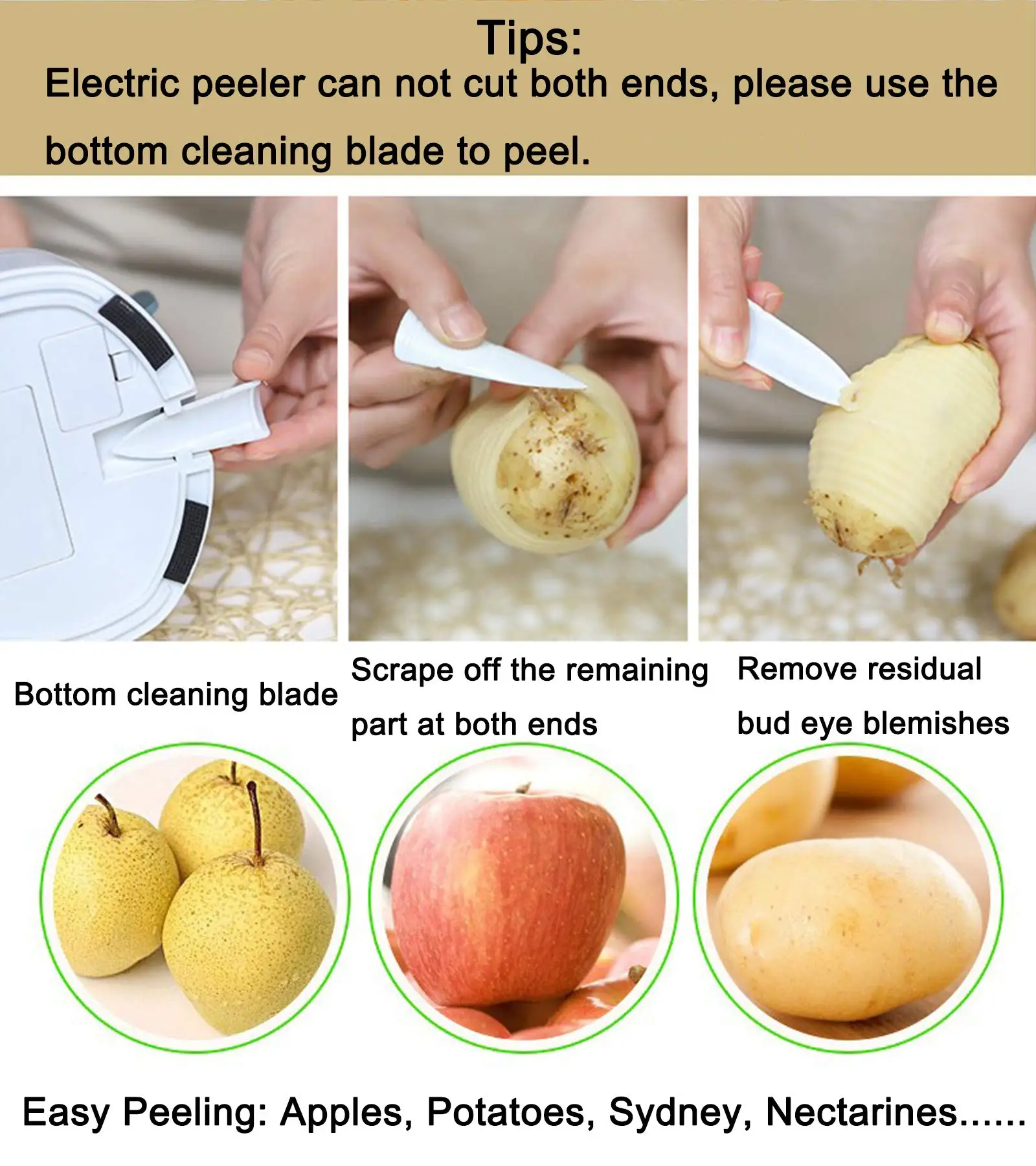 Electric Potato Peeler Multifunction Apple Peeler Rapid Rotating Peeling  Machine Automatic Rotating Fruit Potato Peeler Kitchen Peeling Tool