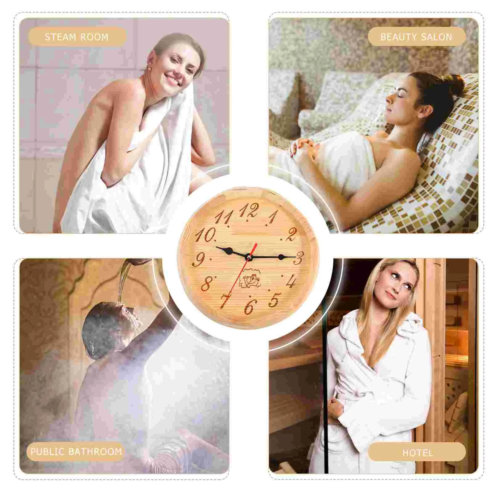 Outdoor Sauna Wooden Clock Digital Wall Silent Timer Clocks for Living Room Decorative 5