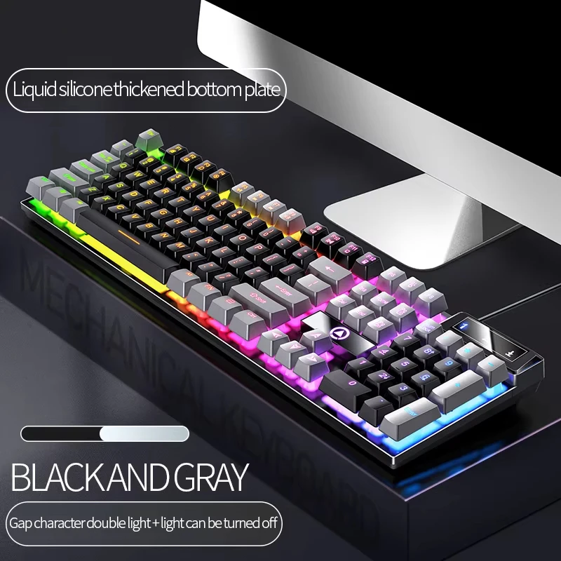 RGB Backlit Waterproof Wired Gaming Keyboard with Mechanical Feel