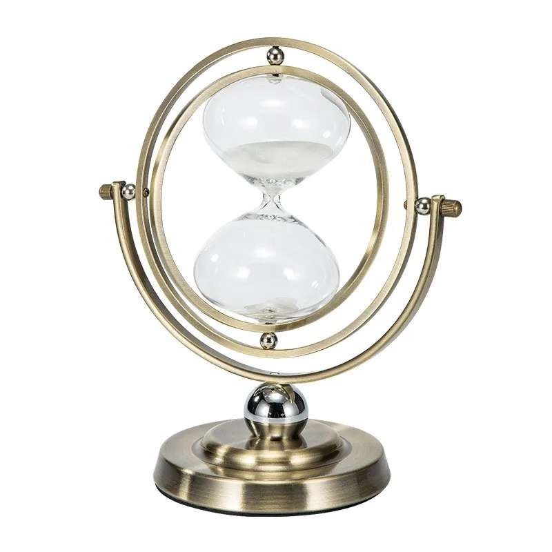 Nordic Hour Glass Rotating Sand Hourglass Vintage Home Decor Globe Ornaments Sand Clock Sandglass Timer Living Room Decor Gift