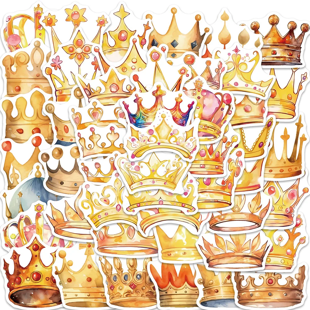 

10/30/50PCS Classic Cartoon Golden Crowns Sticker DIY Album Diary Scrapbooking Decorate Stationery Laptop Waterproof Stickers