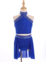 Girls Sparkly Rhinestones Lyrical Ballet Dance Dance Outfit Gymnastics Athletic Activewear Set Dancing Competition Performance - Image 2