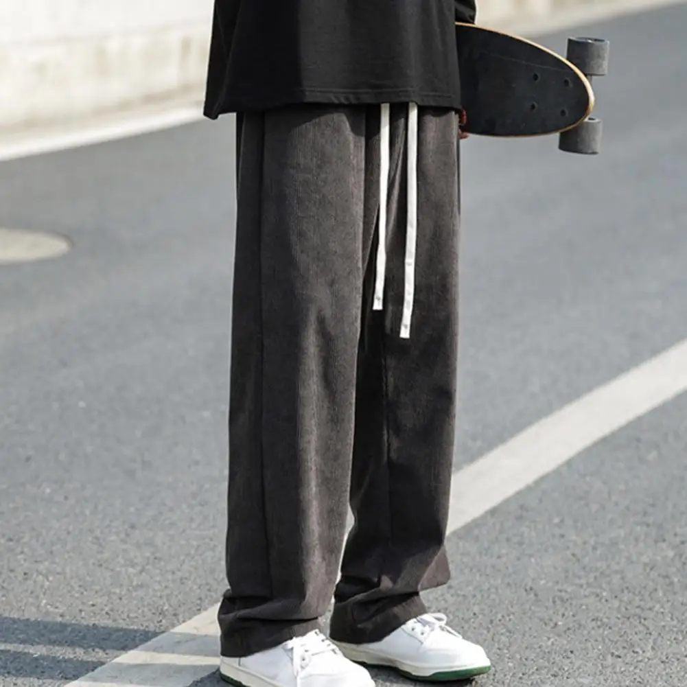 

Men's Casual Pants Loose Straight Corduroy Pants Elastic Waist Sweatpants Fashion Streetwear Spring Men Sports Jogger Trousers